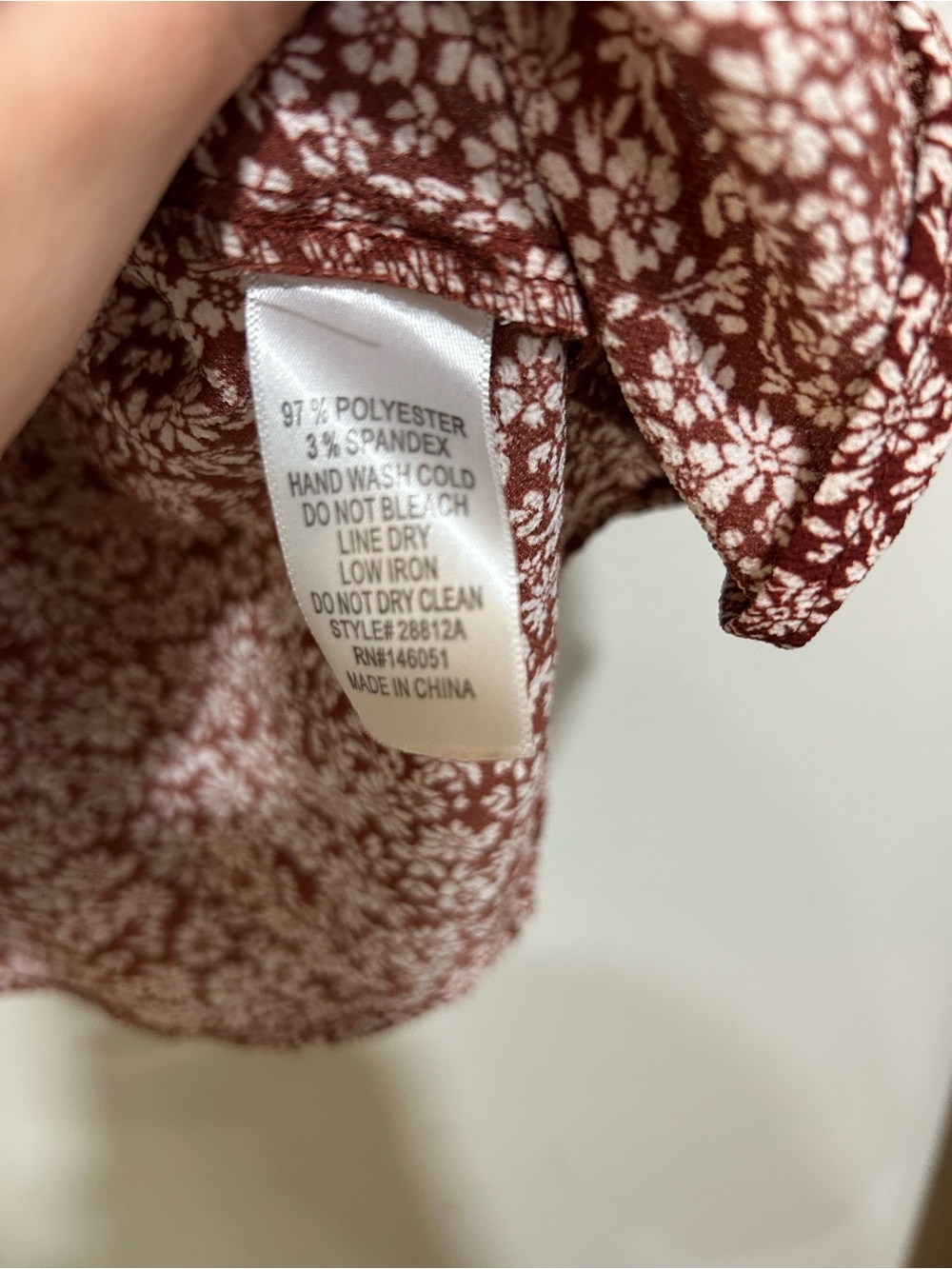 Monteau Floral Peplum Wrap Top Brown Cream Flutter Sleeve Size L - Picture 3 of 8